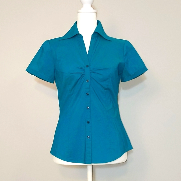 NY&Co. Gathered Button Down Dress Top - Picture 2 of 8